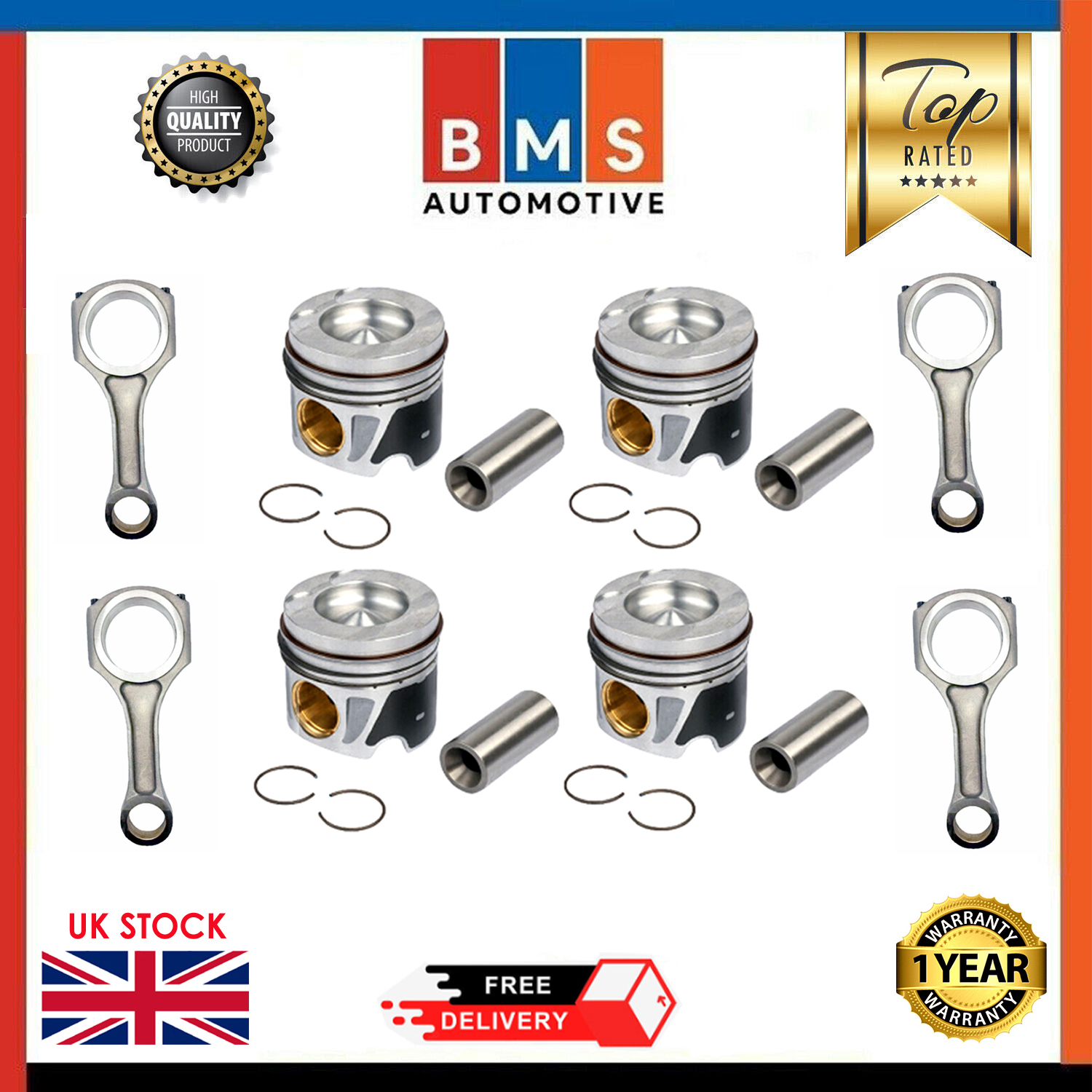 MERCEDEZ-BENZ SPRINTER VITO OM651 2.1 DIESEL PISTON + CONROD X 4 PCS SET - NEW!!